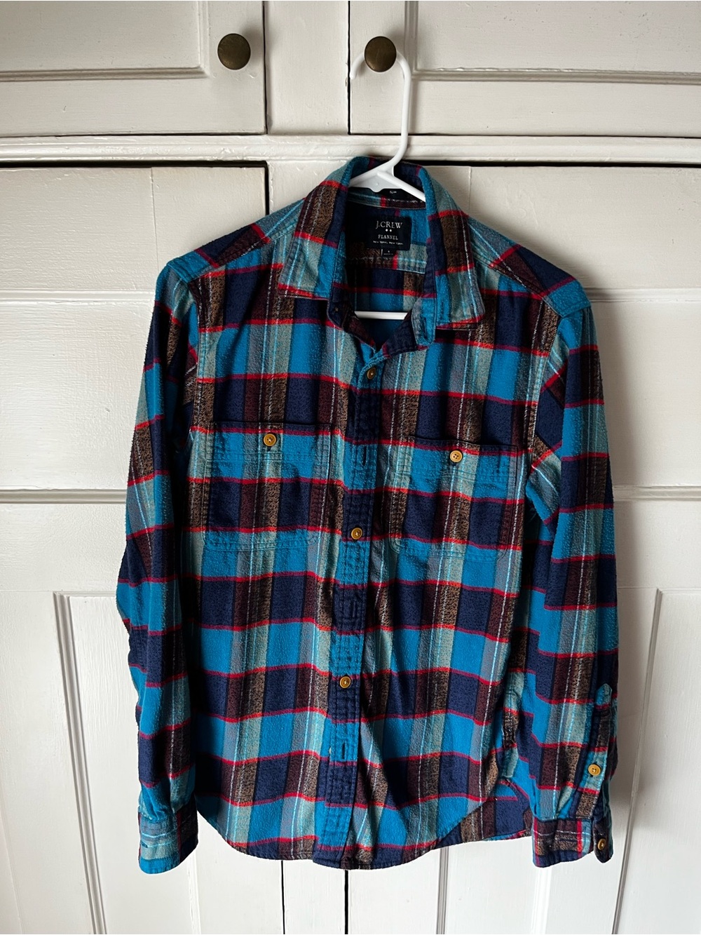 J. Crew - Slim Fit Red & Blue Plaid Flannel Shirt - Men’s Size S